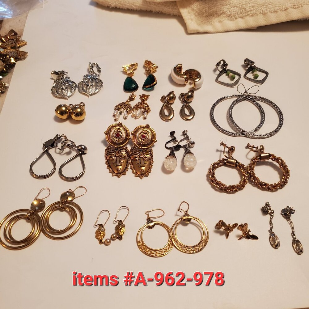 17 Pair of Earrings, items # A-962-978, wt.142 grams.